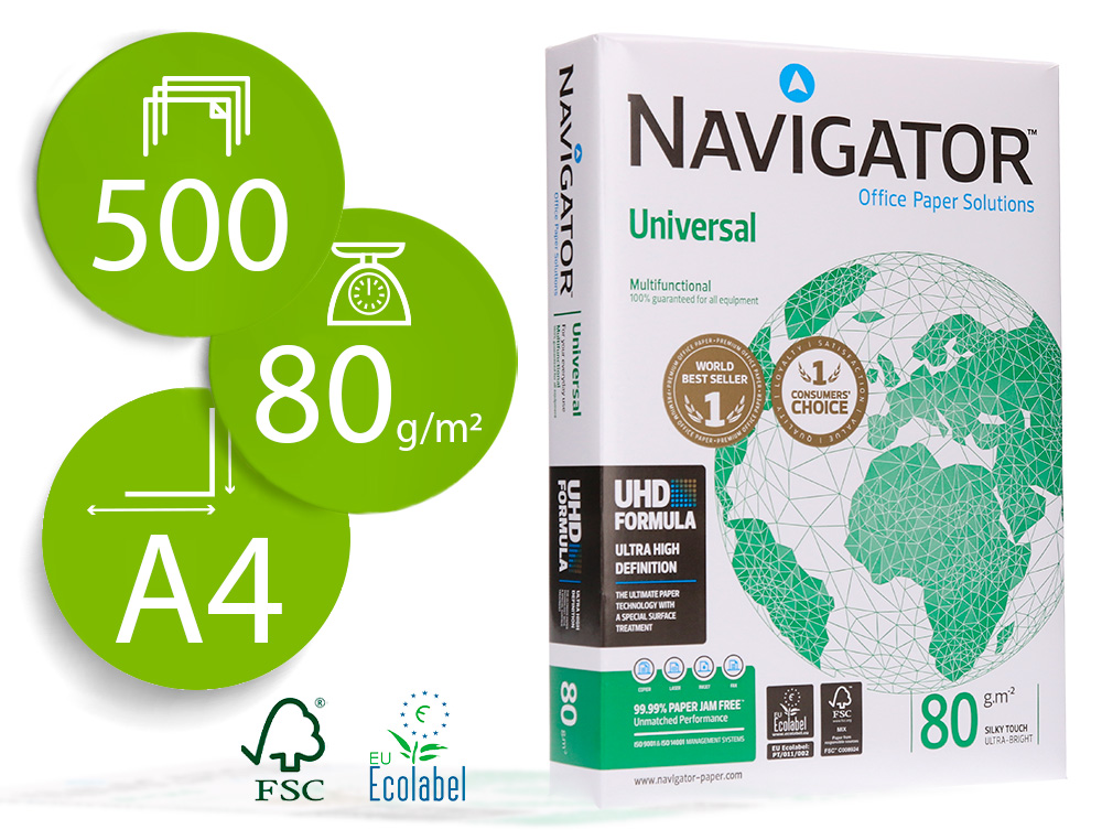 PAPIER NAVIGATOR MULTIFONCTION UNIVERSAL A4 80G BLANCHEUR 169 OPACIT 95 RIGIDIT 120 QUALIT SUPRIEURE 500 FEUILLES